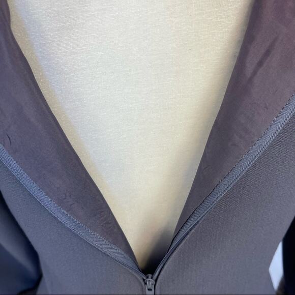 Chetta B Vintage 90's Genuine Mink Trimmed Two Piece Blue Gray Skirt Suit Size 4 - Picture 5 of 9